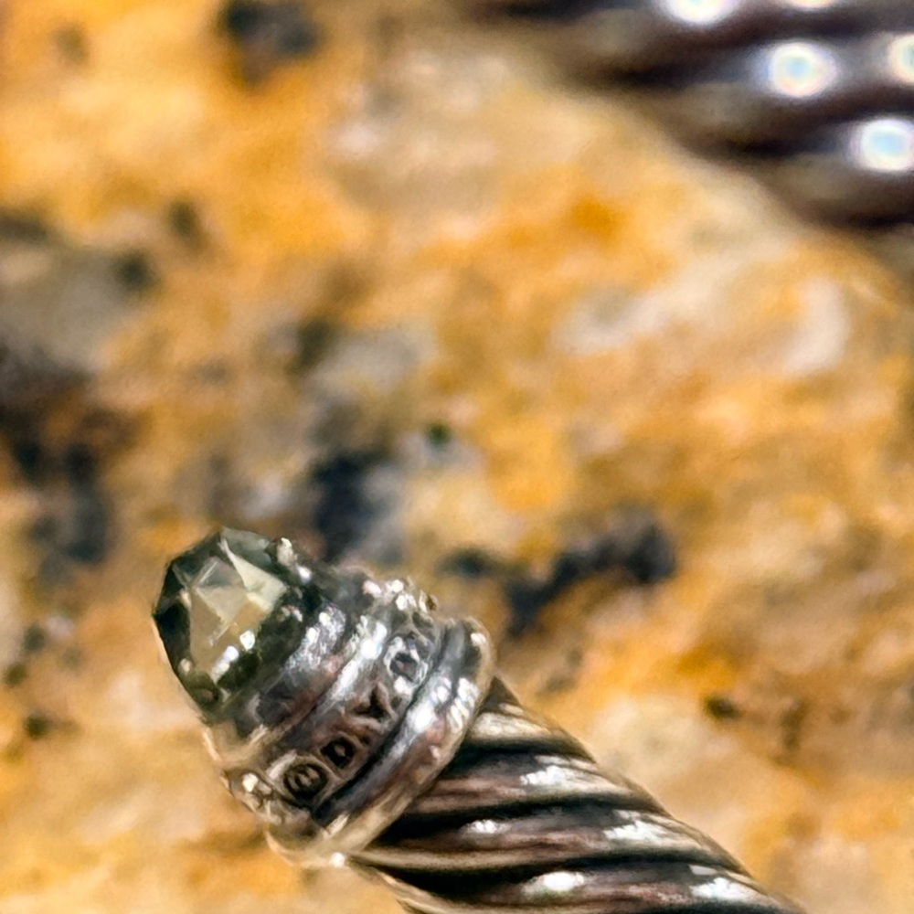 David Yurman Classic Sterling Silver w/Prasiolite Diamonds 5mm.Authentic EUC M - Picture 6 of 15